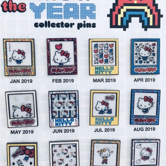 Sanrio Hello Kitty Friend of the Year Pin Set 2019 With Plexiglass Display Board - Picture 6 of 16